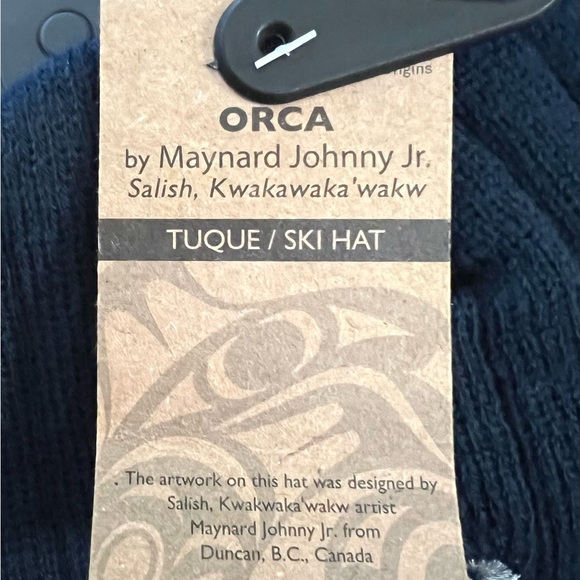 Native Origins  Orca Native Beanie Ski Hat Maynard Johnny Jr Blue   Lined - Picture 3 of 3